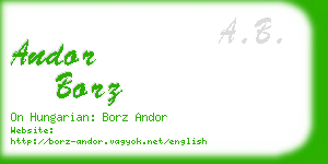 andor borz business card